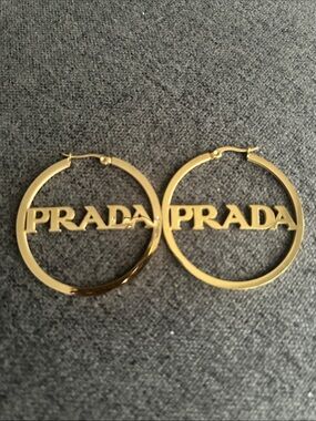 Gold Tone Logo Hoop Earrings